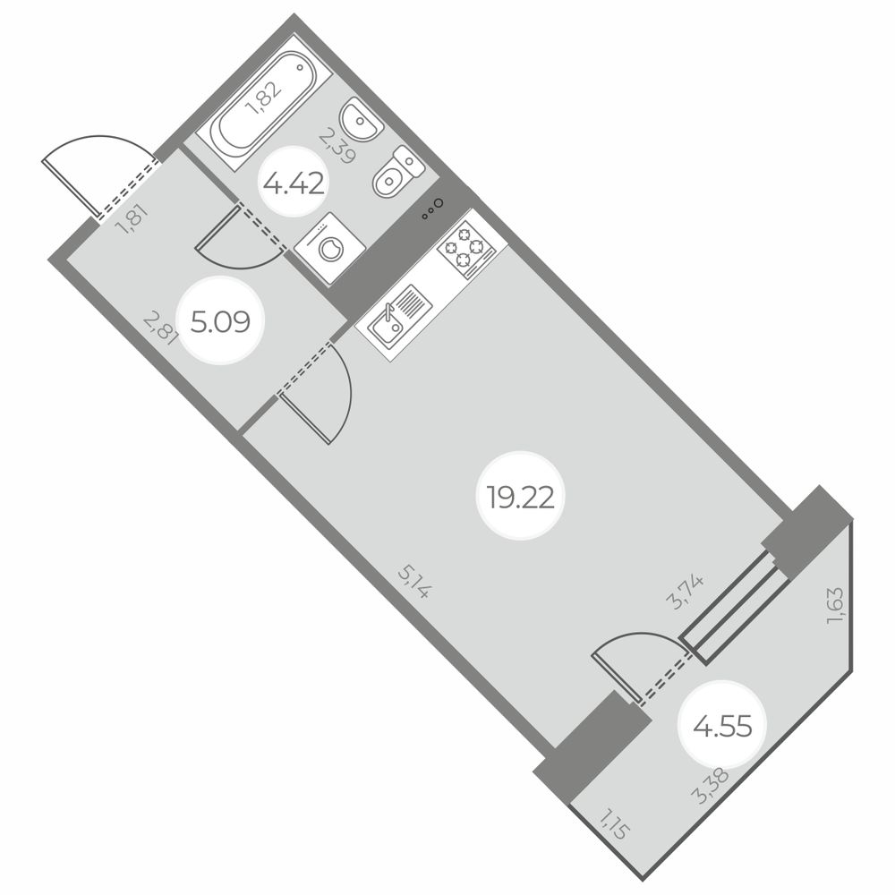 Cтудия 30.1 м2, 3-й этаж