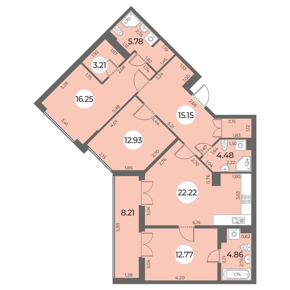 3-комнатная квартира 101.76 м2, 4-й этаж