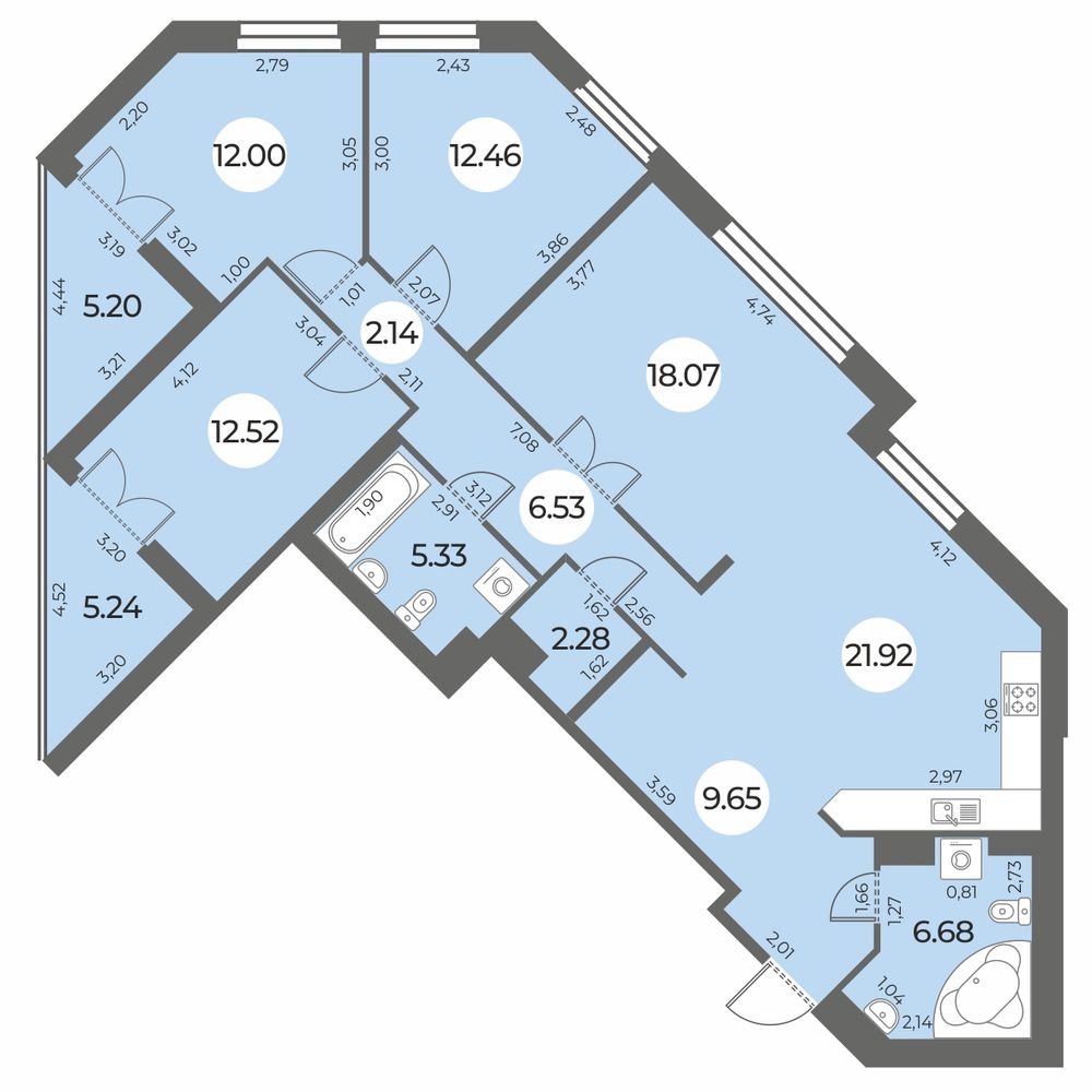 4-комнатная квартира 114.8 м2, 10-й этаж