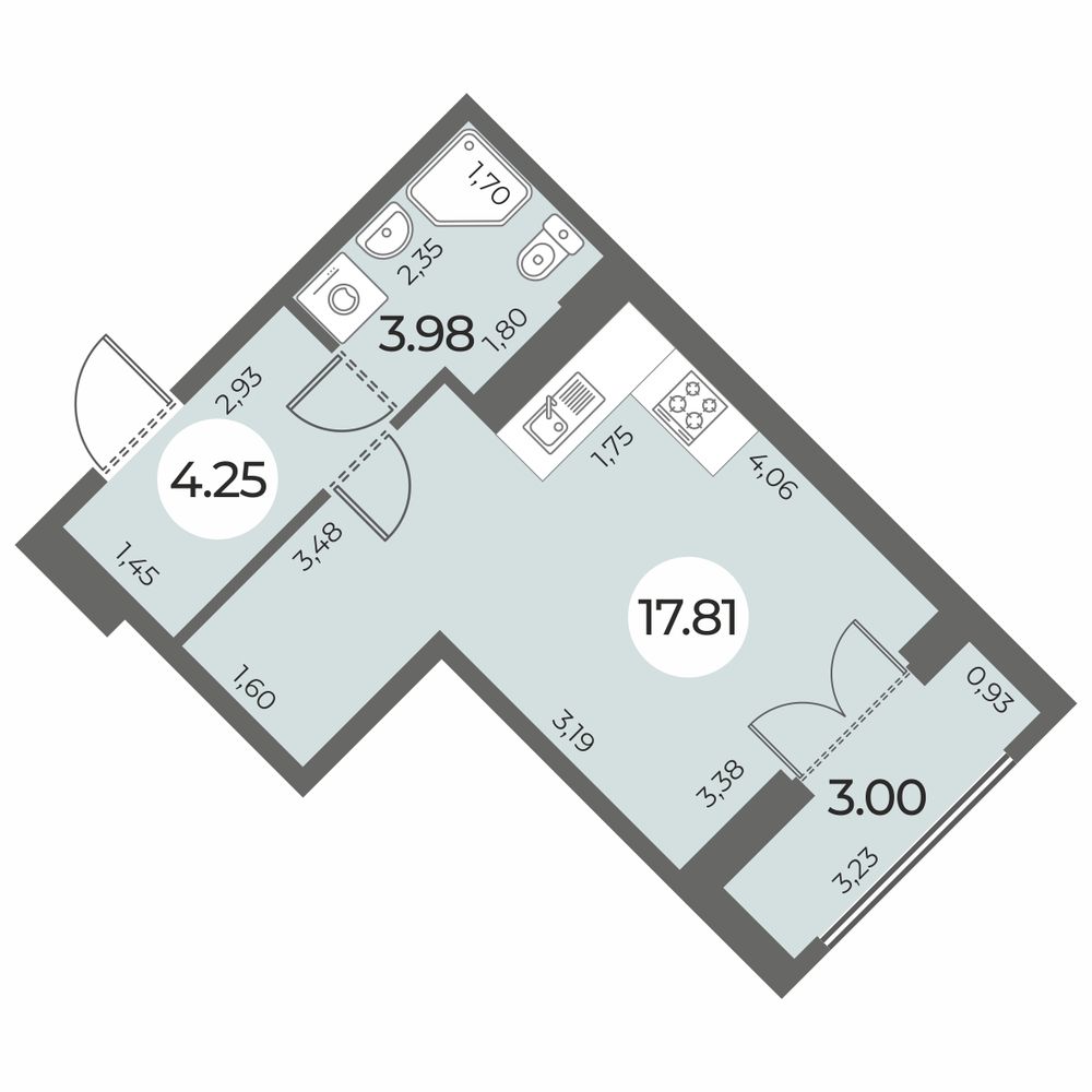 Cтудия 27.54 м2, 12-й этаж