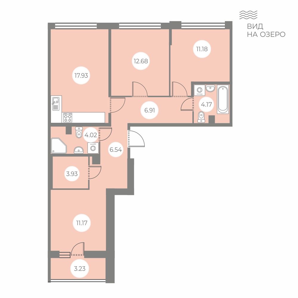 3-комнатная квартира 80.15 м2, 1-й этаж